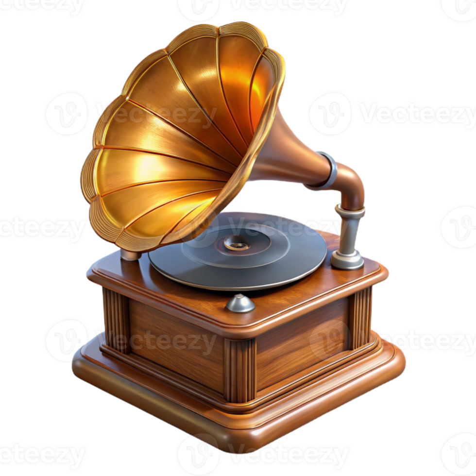 stunning rustic Vintage Gramophone Isolated with Wooden Base exclusive png