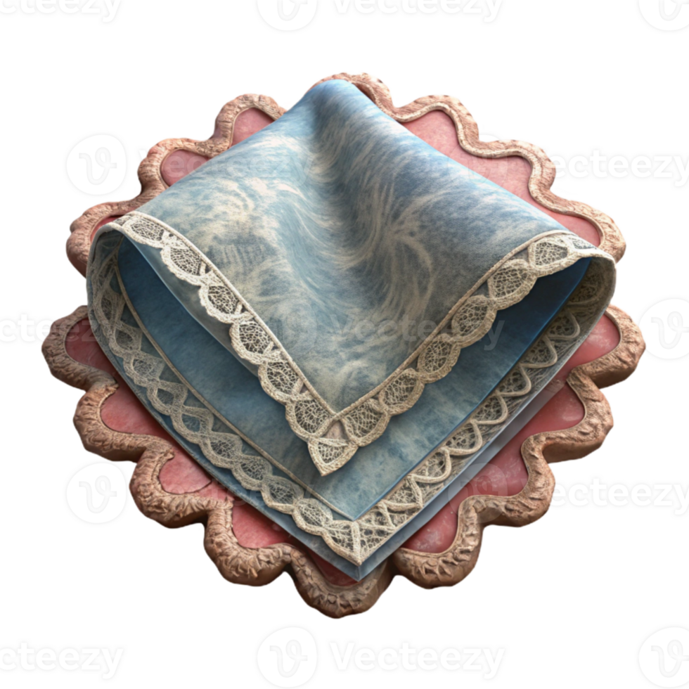 magnificent abstract Vintage Handkerchief Transparent Background with Lace Trim png