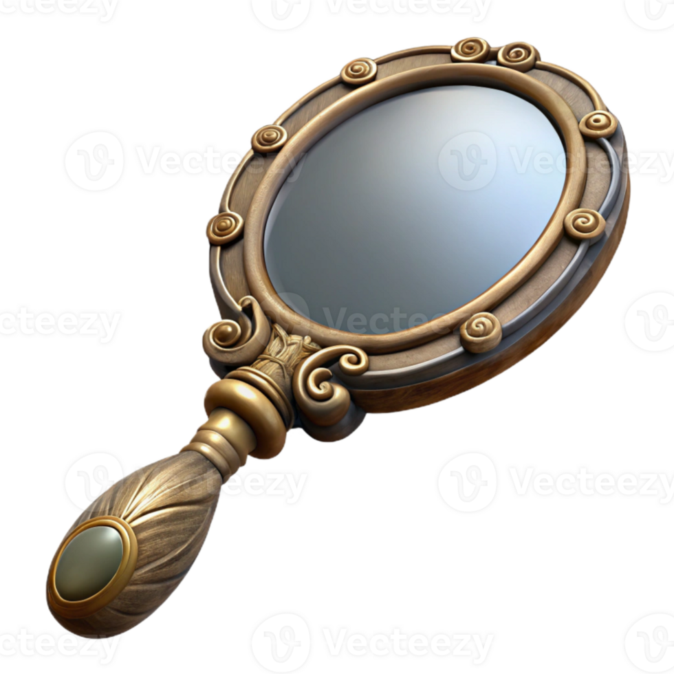 elegant artistic Vintage Hand Mirror Isolated with Ornate Handle original png