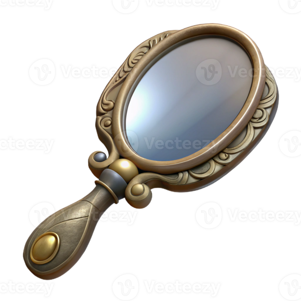 impressive modern Vintage Hand Mirror Isolated with Ornate Handle genuine png