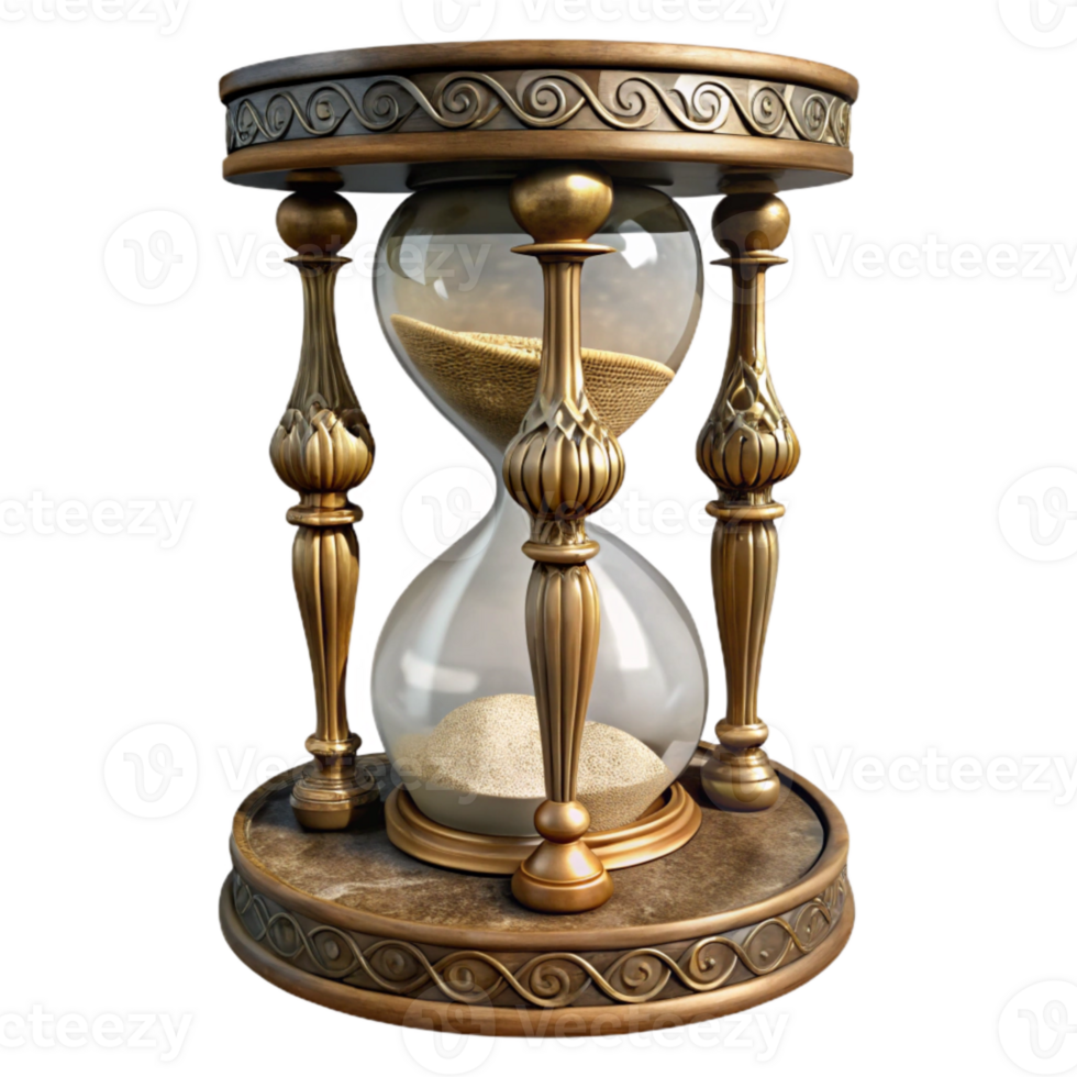 beautiful abstract Vintage Hourglass with Ornate Stand Isolated high resolution png