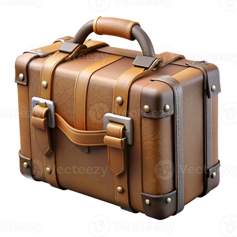 impressive minimalist Vintage Luggage Cutout with Leather Straps professional png