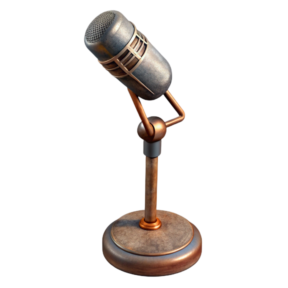 dramatic minimalist Vintage Microphone Stand Transparent Background exclusive png