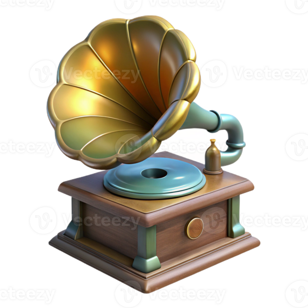 impressive artistic Vintage Phonograph Front View Isolated with Soft Lighting genuine png