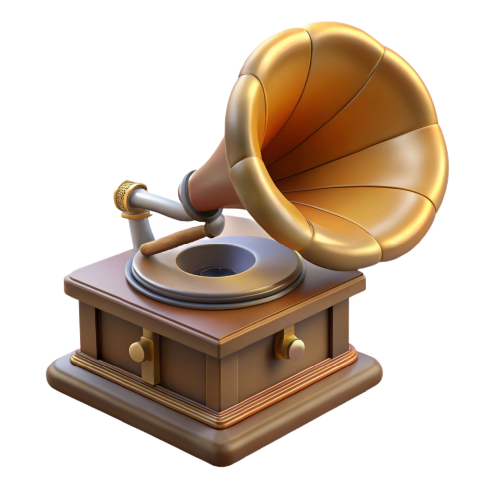 impressive minimalist Vintage Phonograph Transparent with Horn Speaker high resolution png