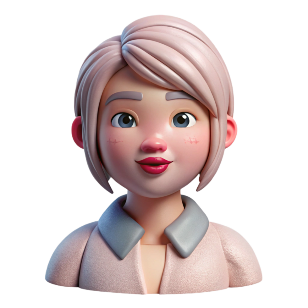 impressive creative Virtual Influencer Avatar Pink Lips Isolated professional png