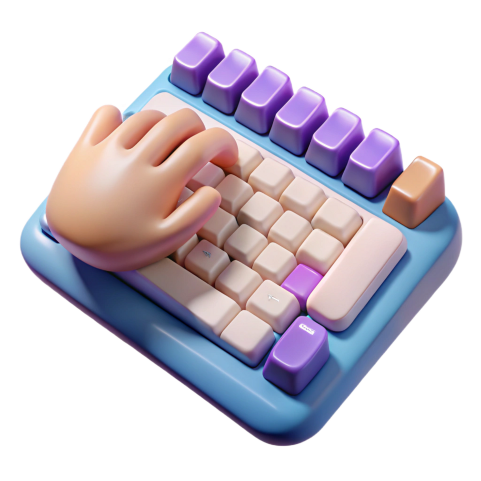 wonderful modern Virtual Keyboard with Typing Hands Element detailed png