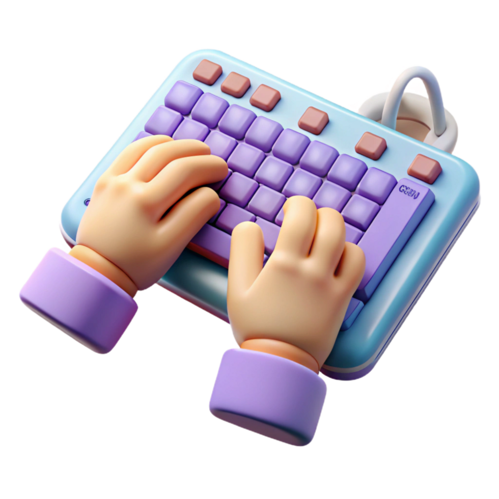 stunning modern Virtual Keyboard with Typing Hands Element authentic png
