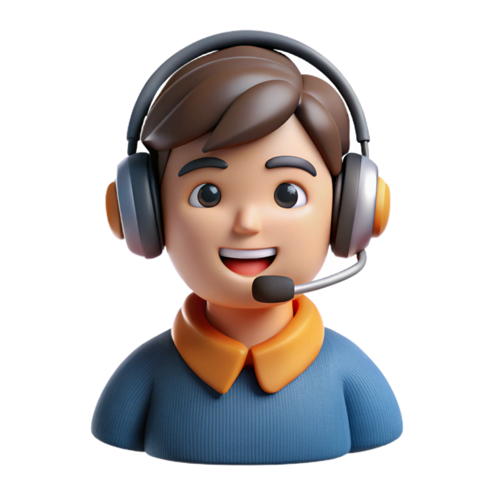 serene traditional Virtual Meeting Avatar Headset and Microphone Isolated high resolution png