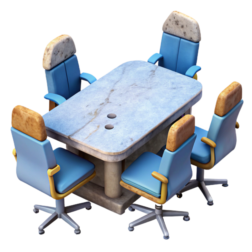magnificent minimalist Virtual Meeting Room Table and Chairs Isolated Element original png
