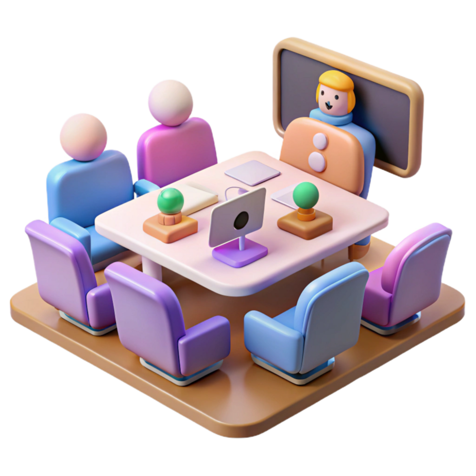 vibrant modern Virtual Meeting Room with Empty Chairs Isolated high quality png