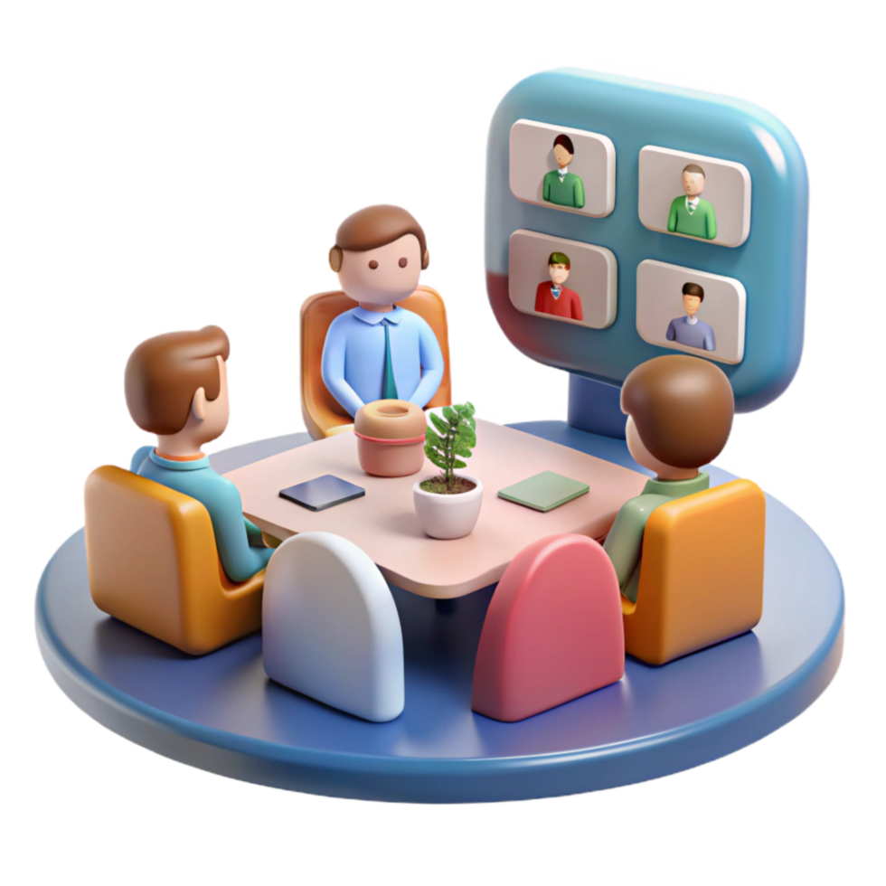 magnificent rustic Virtual Meeting Room with Empty Chairs Isolated professional png