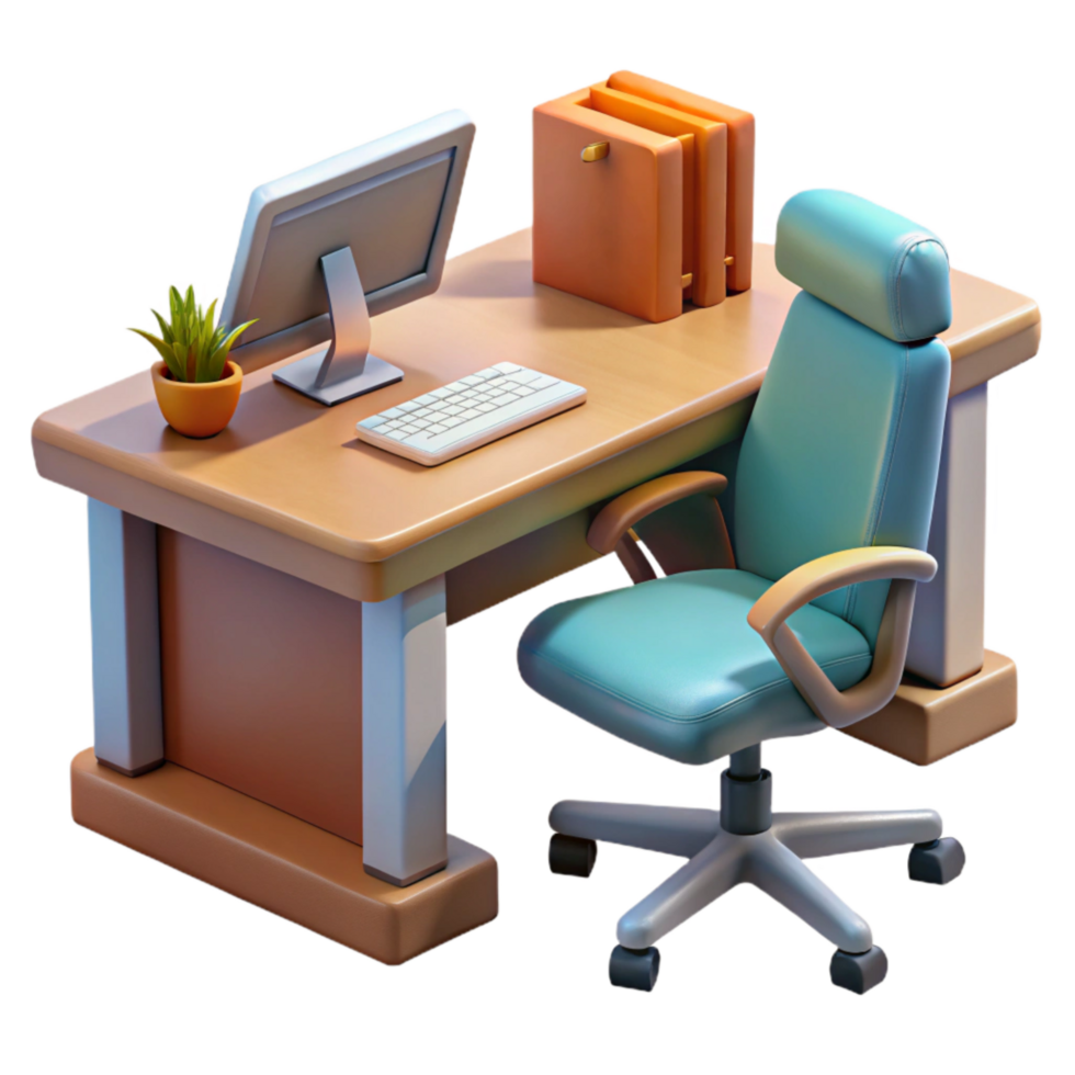 wonderful artistic Virtual Office Environment Desk and Chair Isolated Element exclusive png