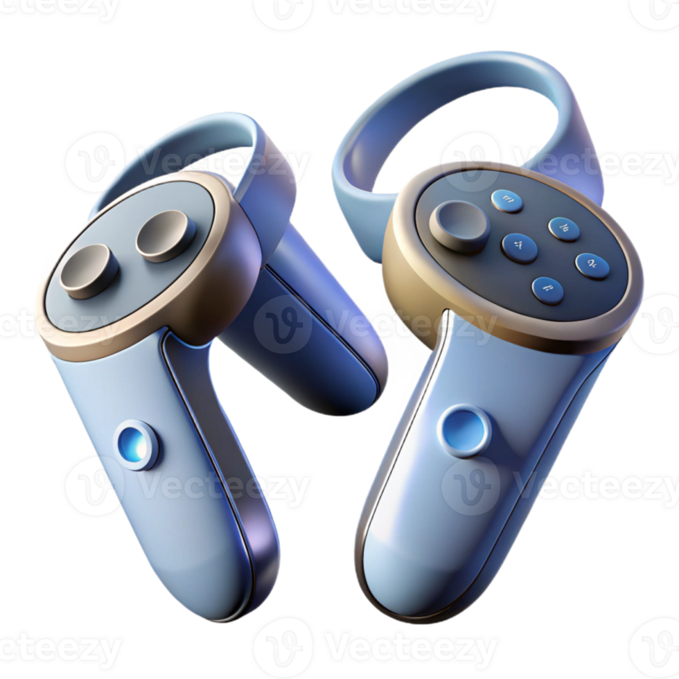 wonderful artistic Virtual Reality Controllers Angled View Transparent Background detailed png