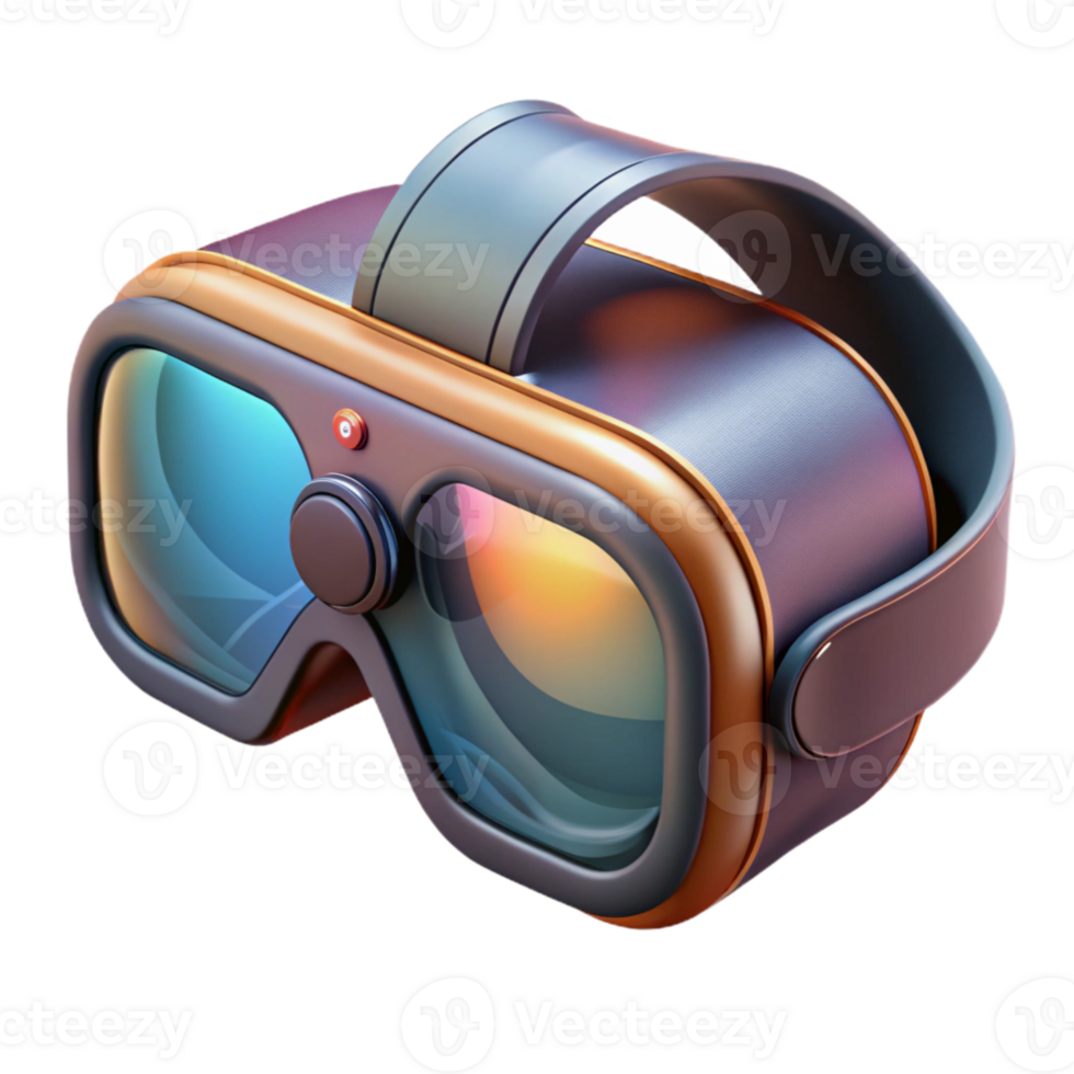 beautiful abstract Virtual Reality Goggles Side View with Reflective Lens Transparent Background genuine png