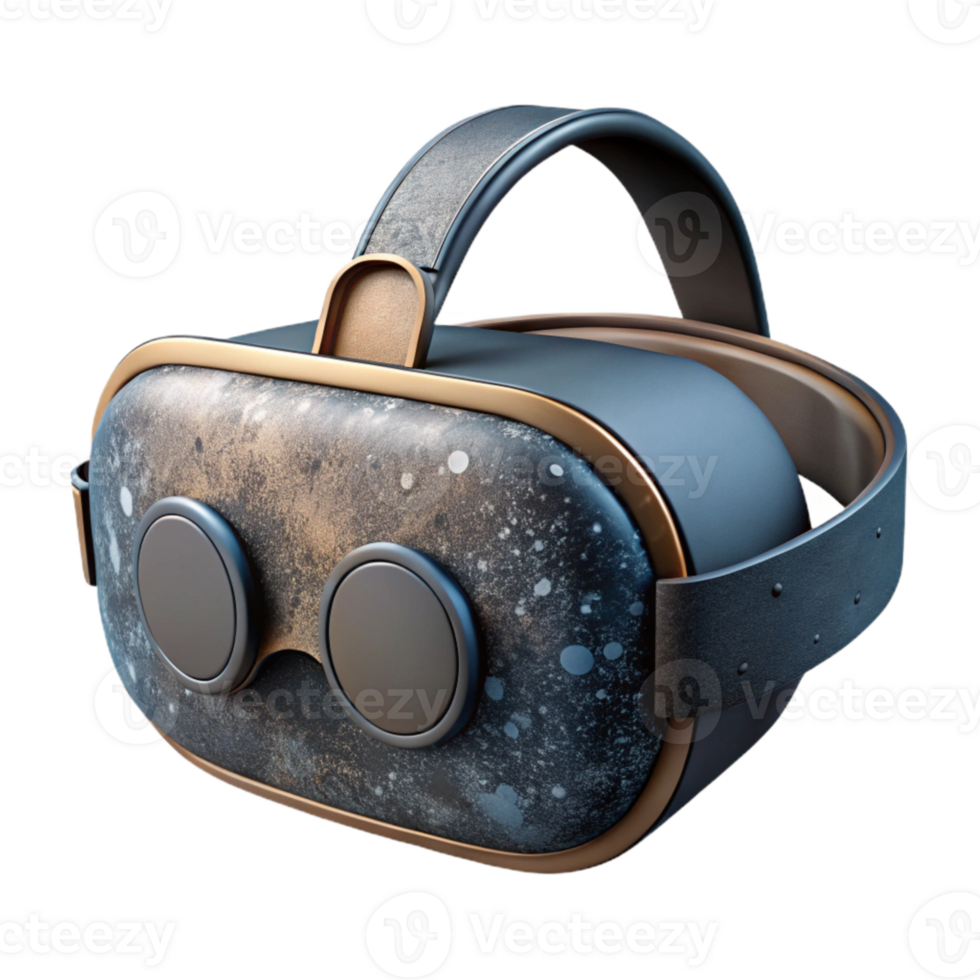vibrant rustic Virtual Reality Headset Front View with Black Finish Transparent Background original png