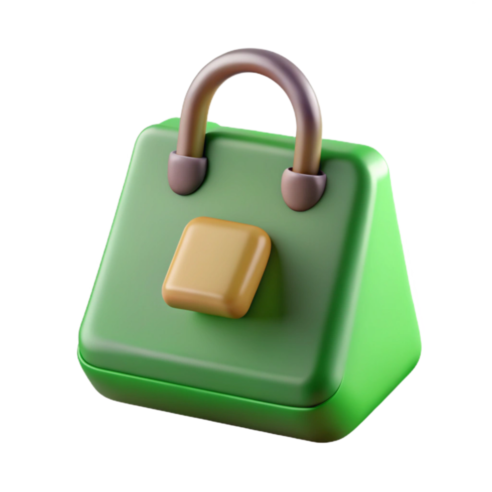beautiful creative Virtual Shopping Bag Icon with Green Handle Cutout png