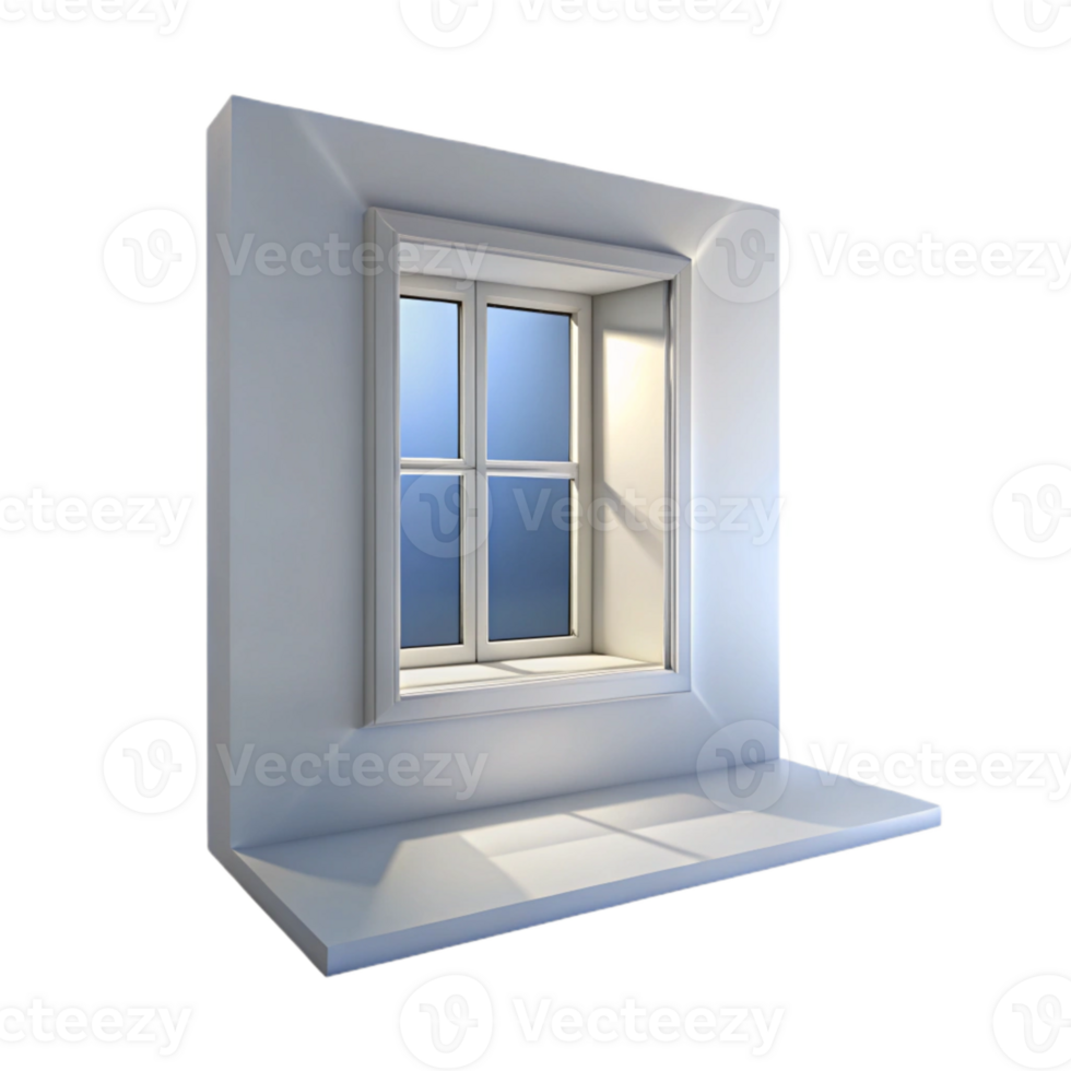 impressive vintage Virtual White Room with Single Window Transparent Background detailed png