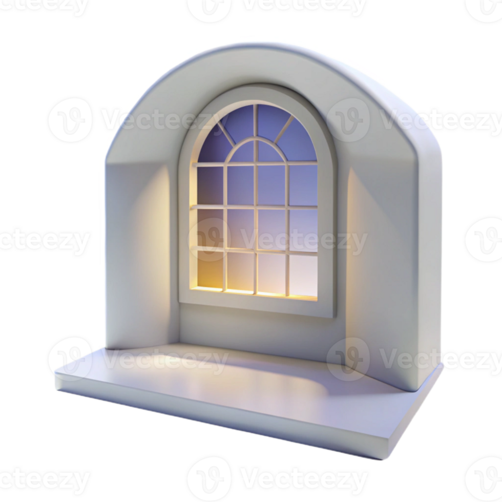 beautiful contemporary Virtual White Room with Single Window Transparent Background professional png