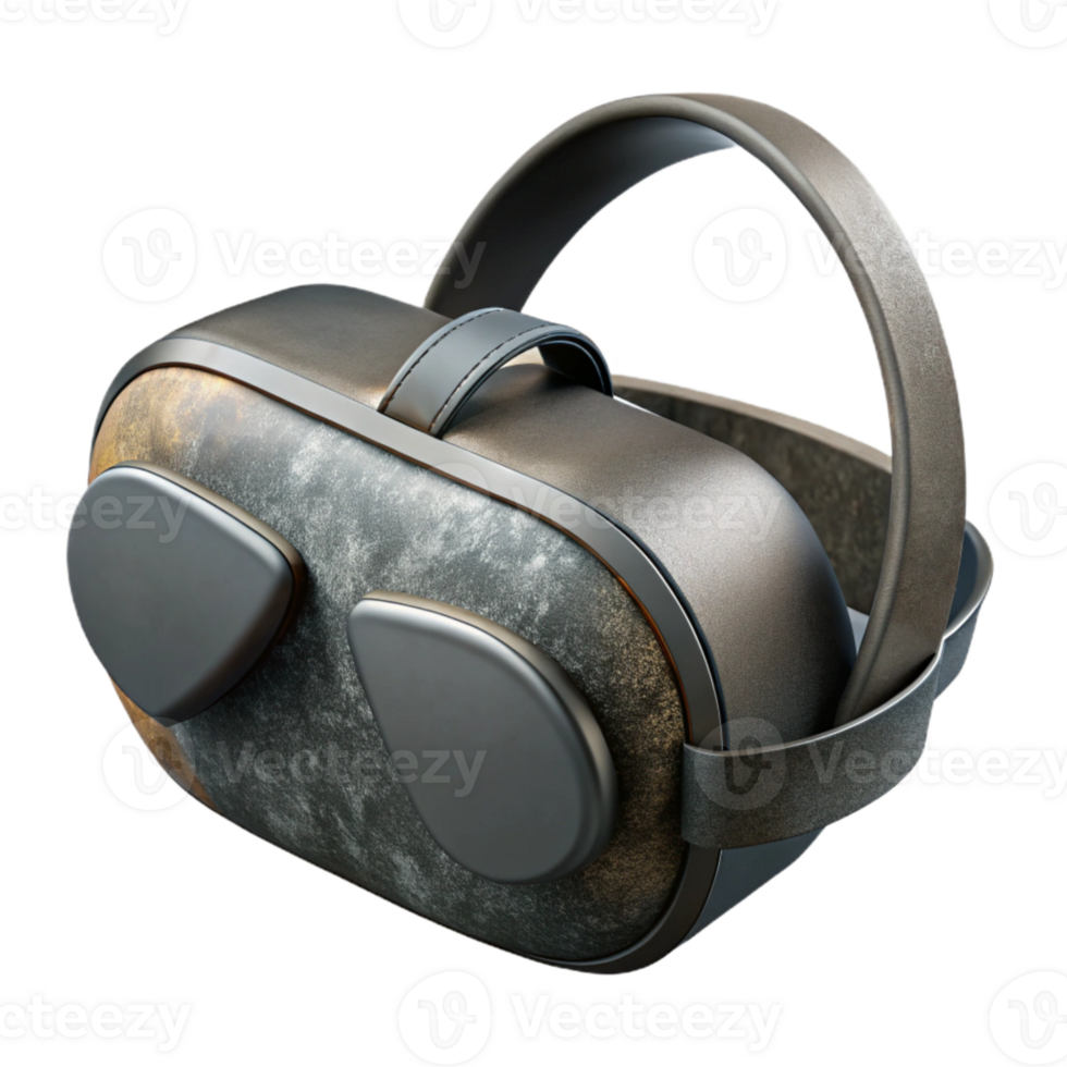 wonderful artistic Virtual World Headset Black Matte Isolated Element authentic png