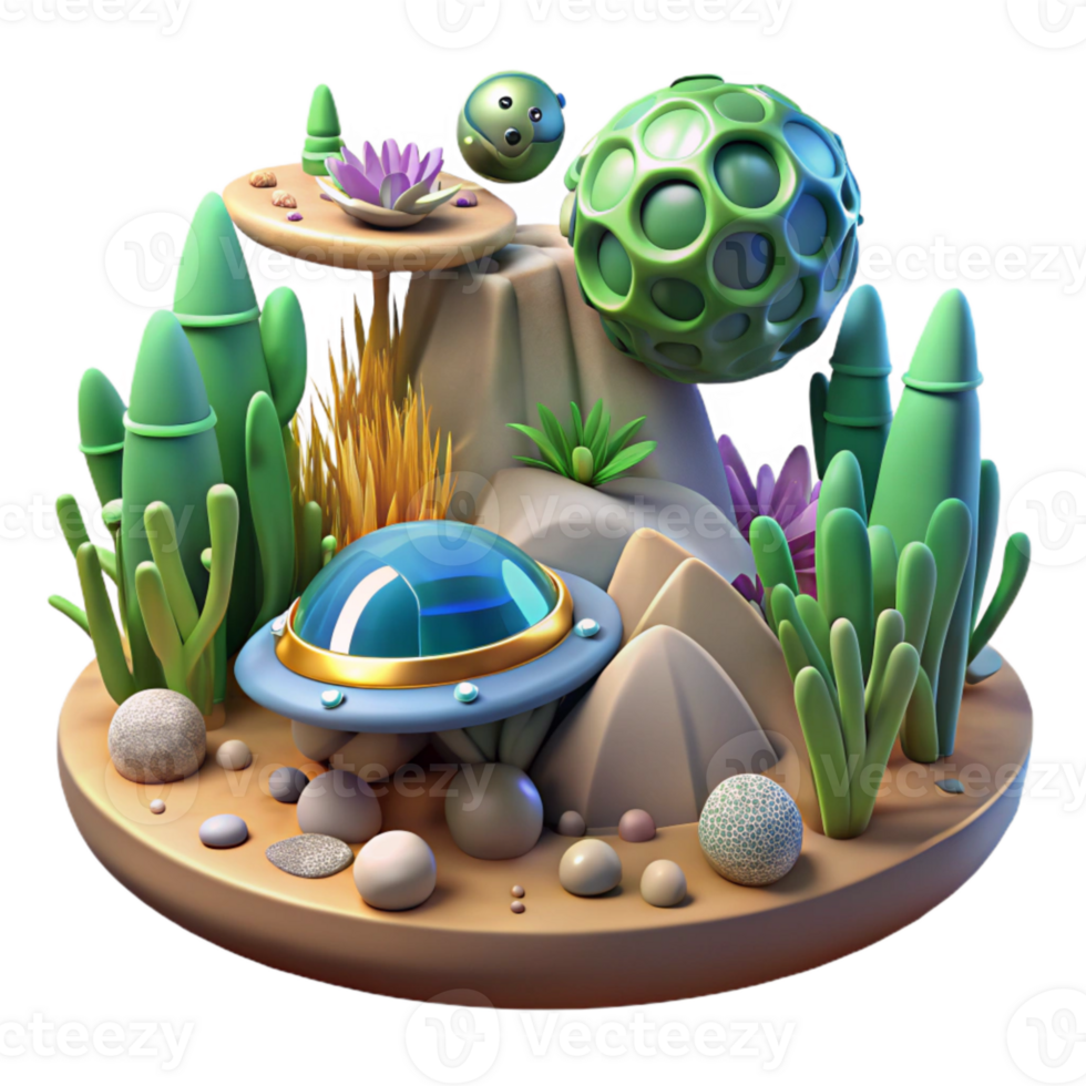 extraordinary modern Virtual World with Alien Flora and Fauna Cutout exclusive png