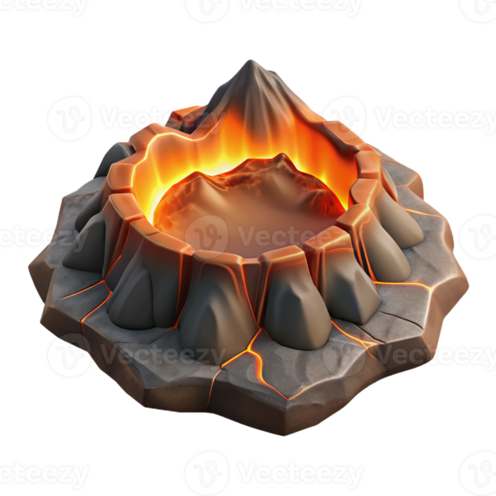 dramatic rustic Volcanic Crater Isolated Element Lava Lake professional png