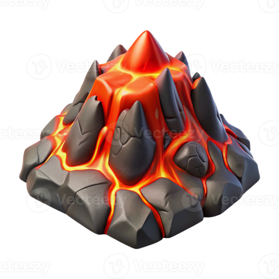 beautiful vintage Volcanic Terrain Isolated Element Red Hot Lava png