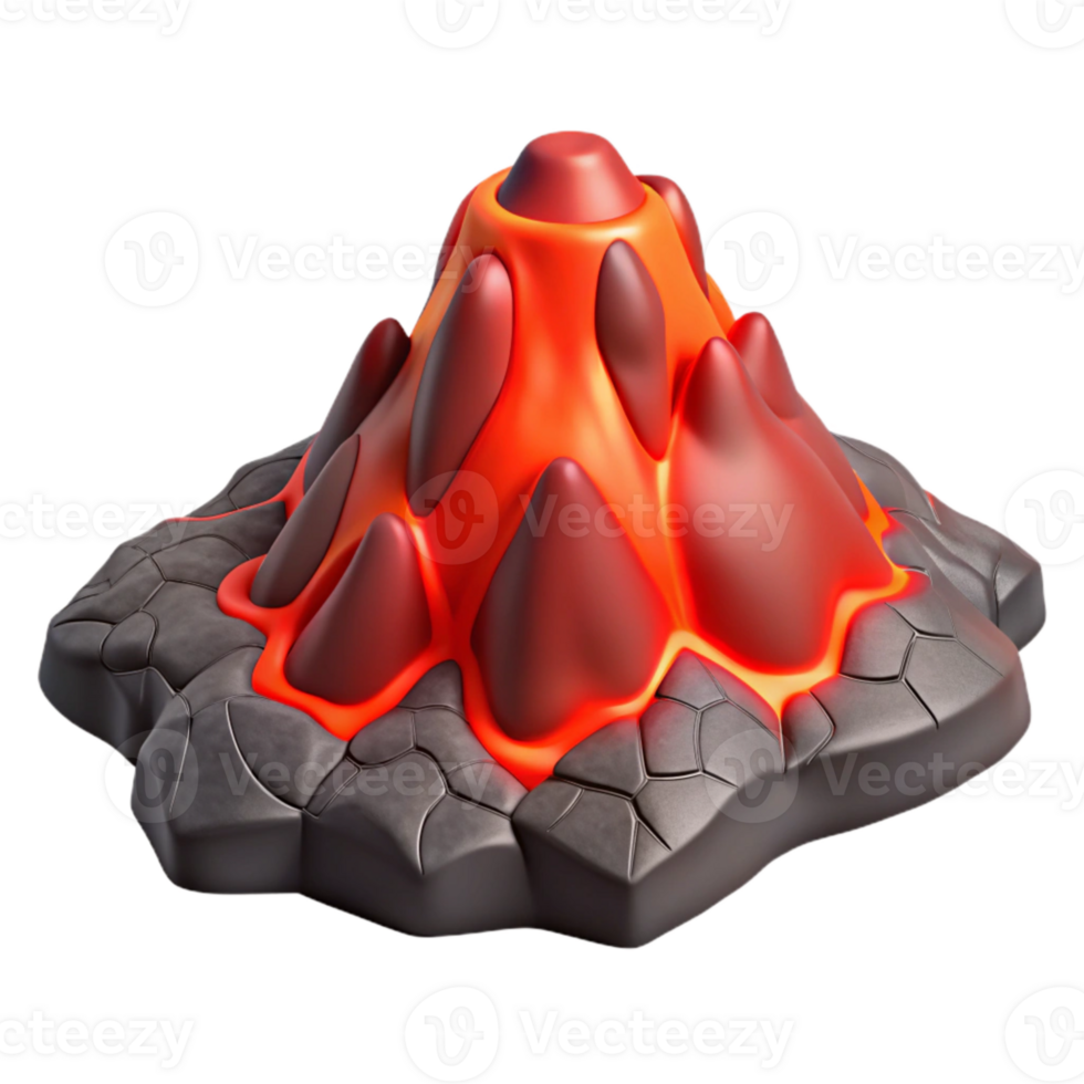 vibrant artistic Volcanic Terrain Isolated Element Red Hot Lava original png