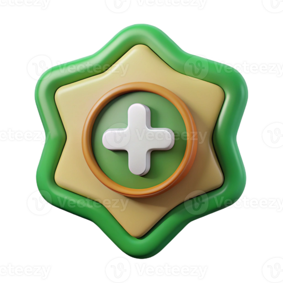 dramatic contemporary Volunteer Badge with Plus Sign Isolated with Green Background original png