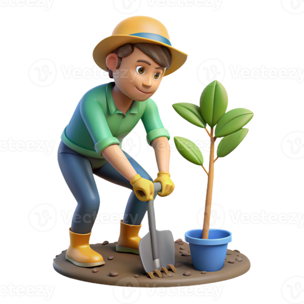 magnificent minimalist Volunteer Planting Tree Sapling Isolated authentic png