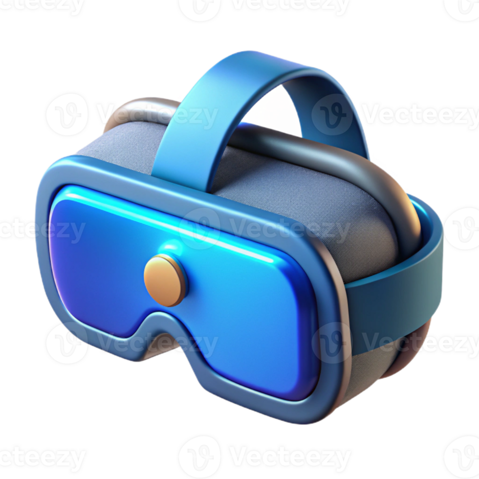 beautiful classic Vr Goggles Side View with Blue Glow Cutout Element original png