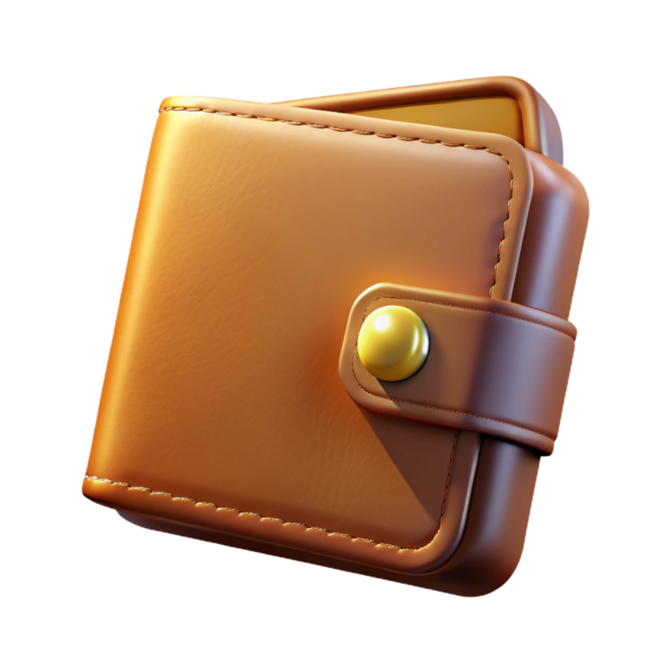 dramatic rustic Warm Light on Leather Wallet Cutout Transparent Background authentic png