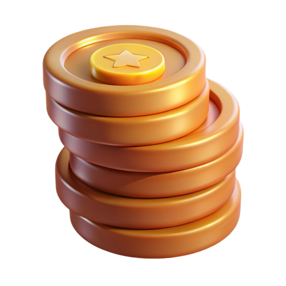 dramatic abstract Warm Light on Stack of Coins Isolated exclusive png