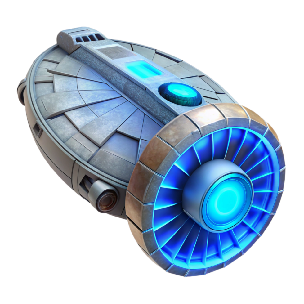 vibrant rustic Warp Drive Nacelle Blue Glow Transparent Background high resolution png