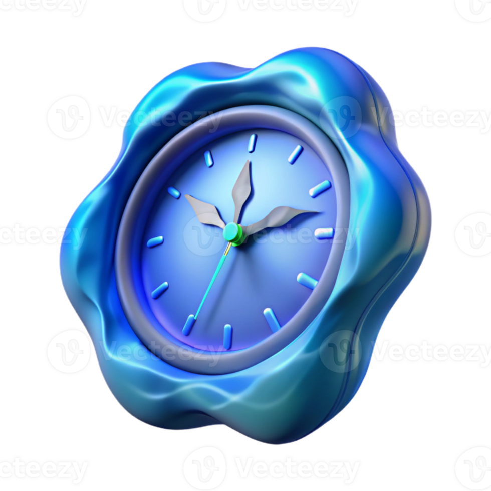 wonderful vintage Warped Clockface Transparent Background with Blue Glow genuine png