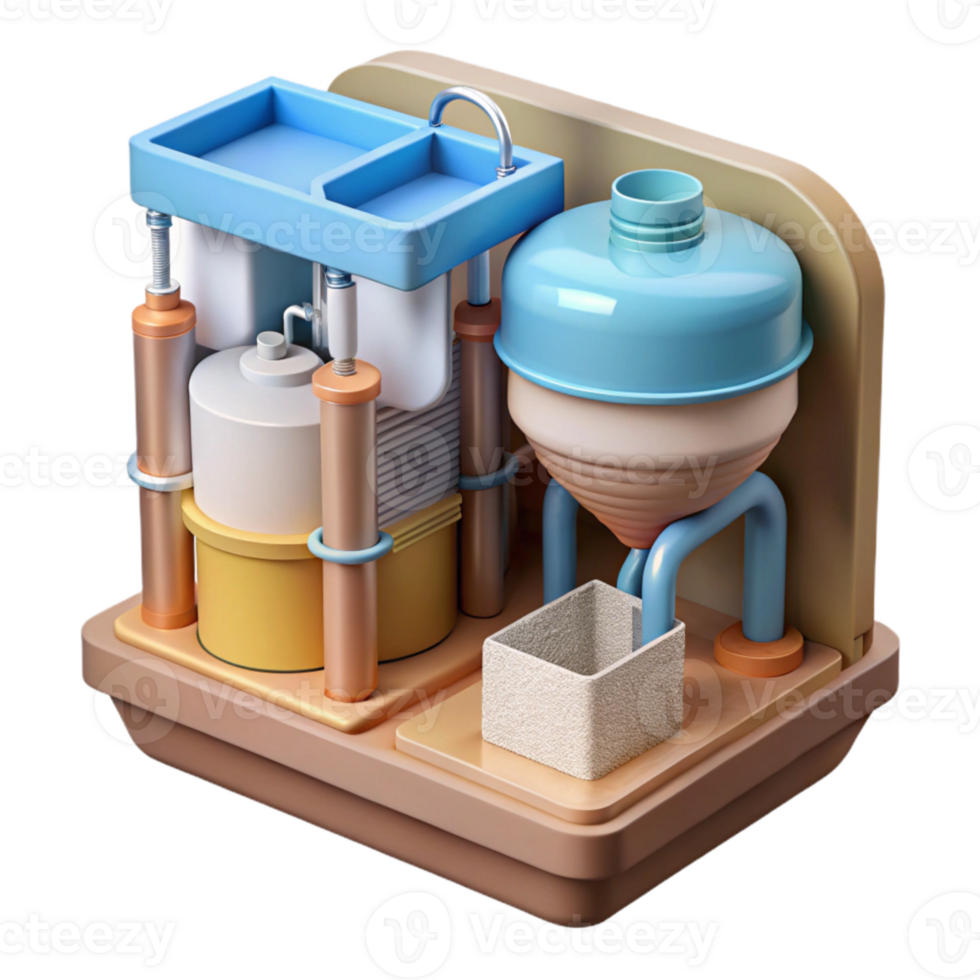serene classic Water Filtration System Cross Section Diagram Isolated Element authentic png