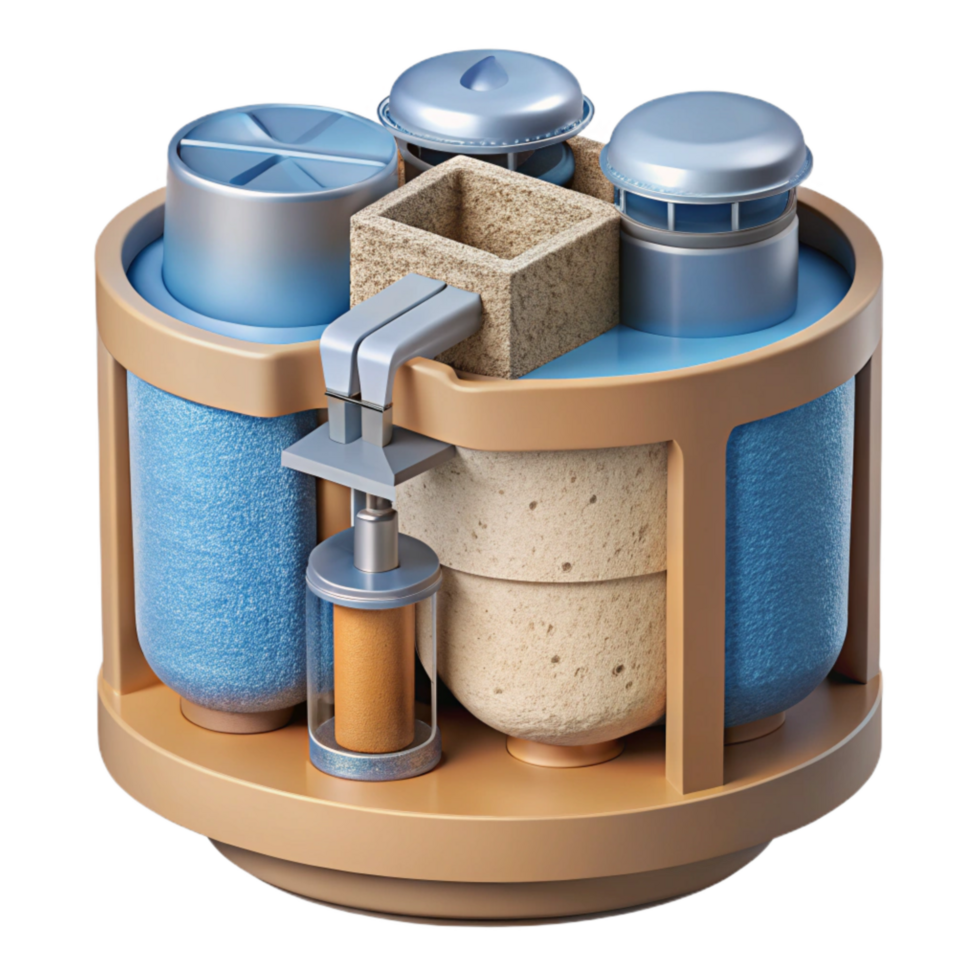 elegant vintage Water Filtration System Cross Section Diagram Isolated Element authentic png