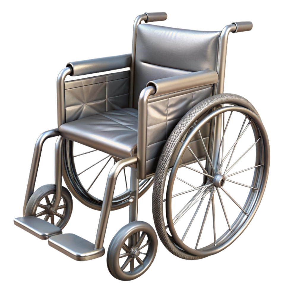 extraordinary contemporary Wheelchair Side View Metallic Gray Isolated exclusive png