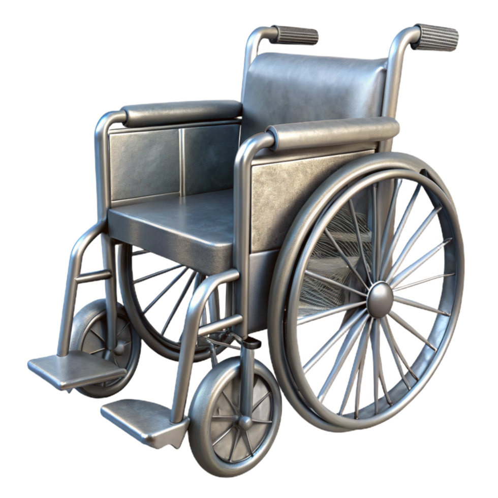 impressive modern Wheelchair Side View Metallic Gray Isolated png