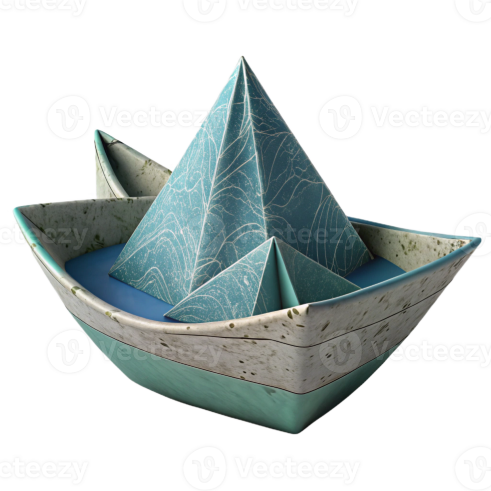 extraordinary artistic Whimsical Paper Boat Cutout with Sailing Theme Isolated original png