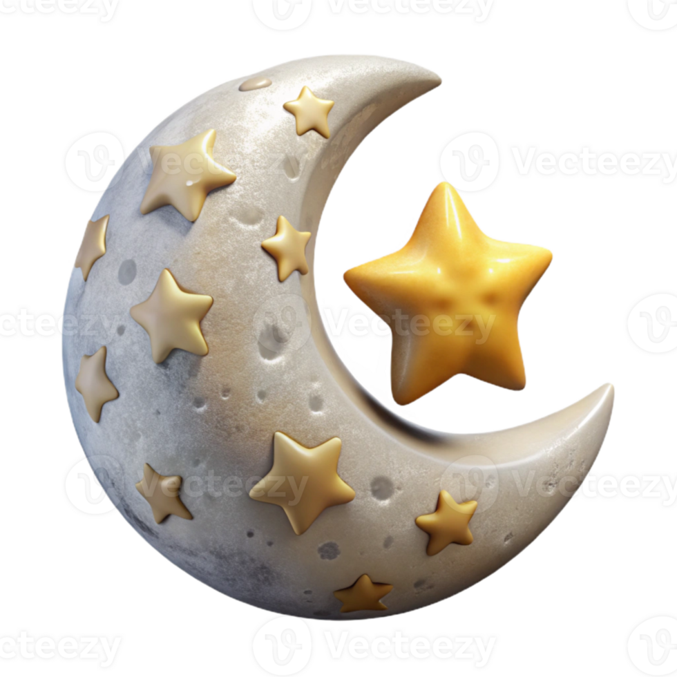 impressive artistic Whimsical Paper Cutout Moon and Stars Transparent Background high resolution png