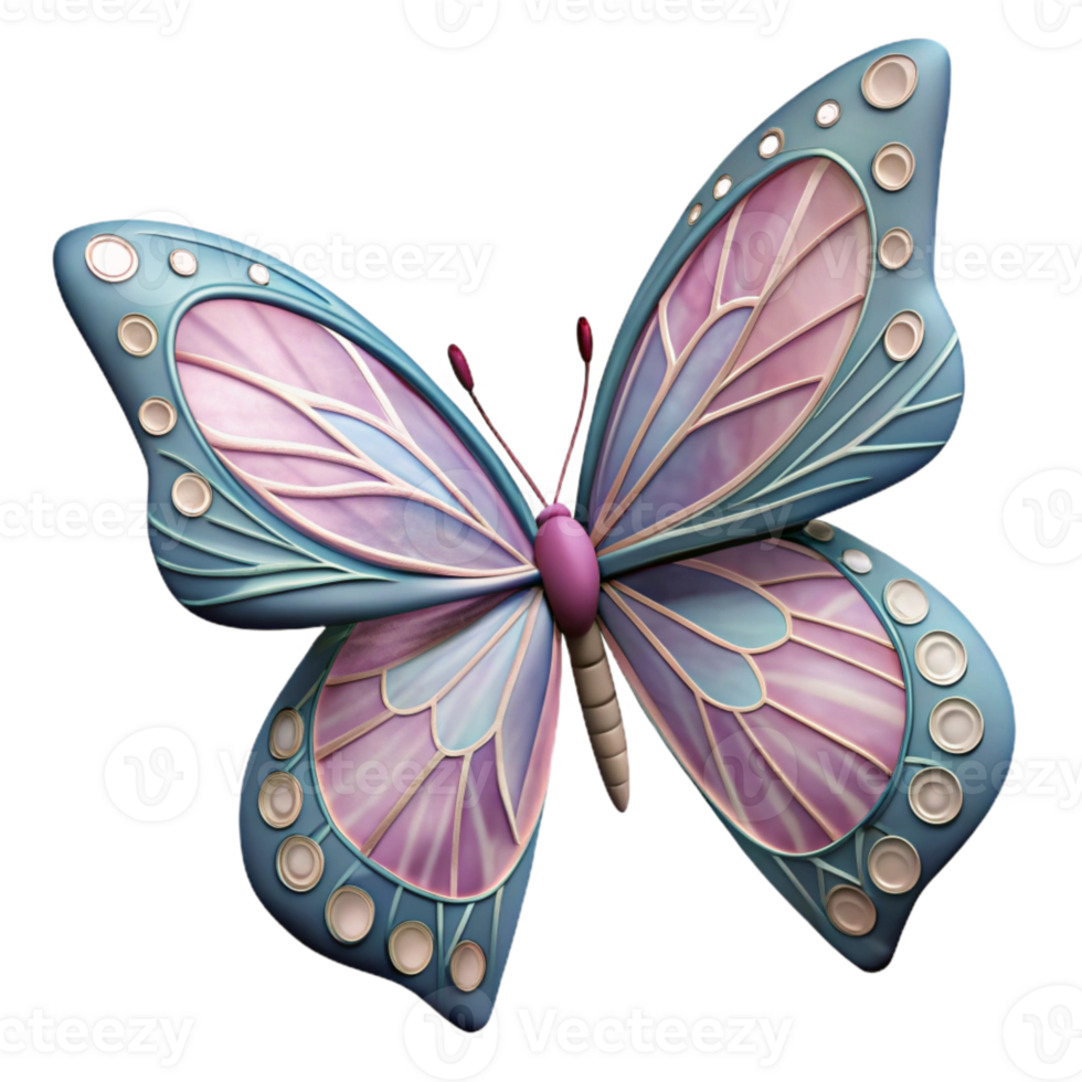 vibrant classic Whimsical Paper Butterfly Cutout with Wing Patterns Transparent Background genuine png