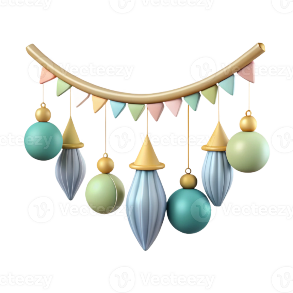 magnificent modern Whimsical Paper Garland Cutout with Hanging Ornaments Transparent original png