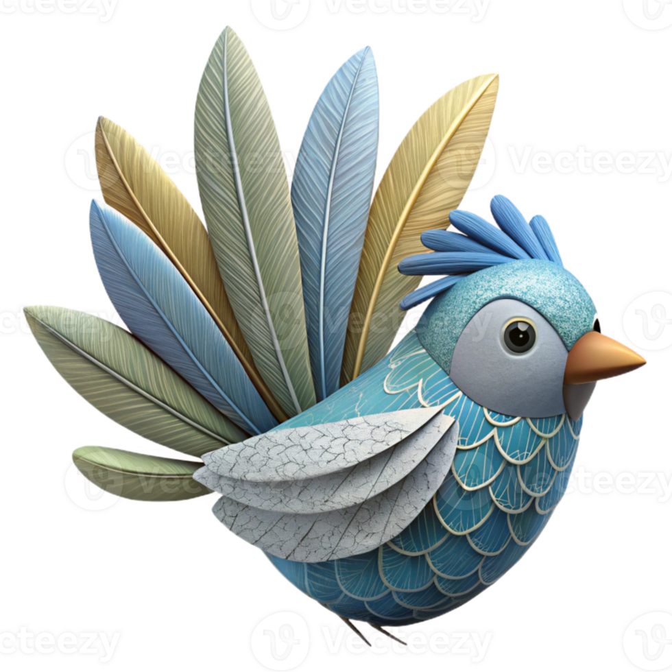magnificent classic Whimsical Paper Bird Cutout with Detailed Feathers Isolated high quality png
