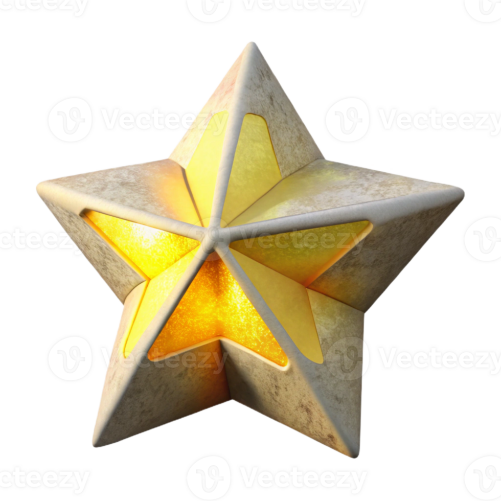 elegant traditional Whimsical Paper Star Cutout with Yellow Glow Isolated authentic png