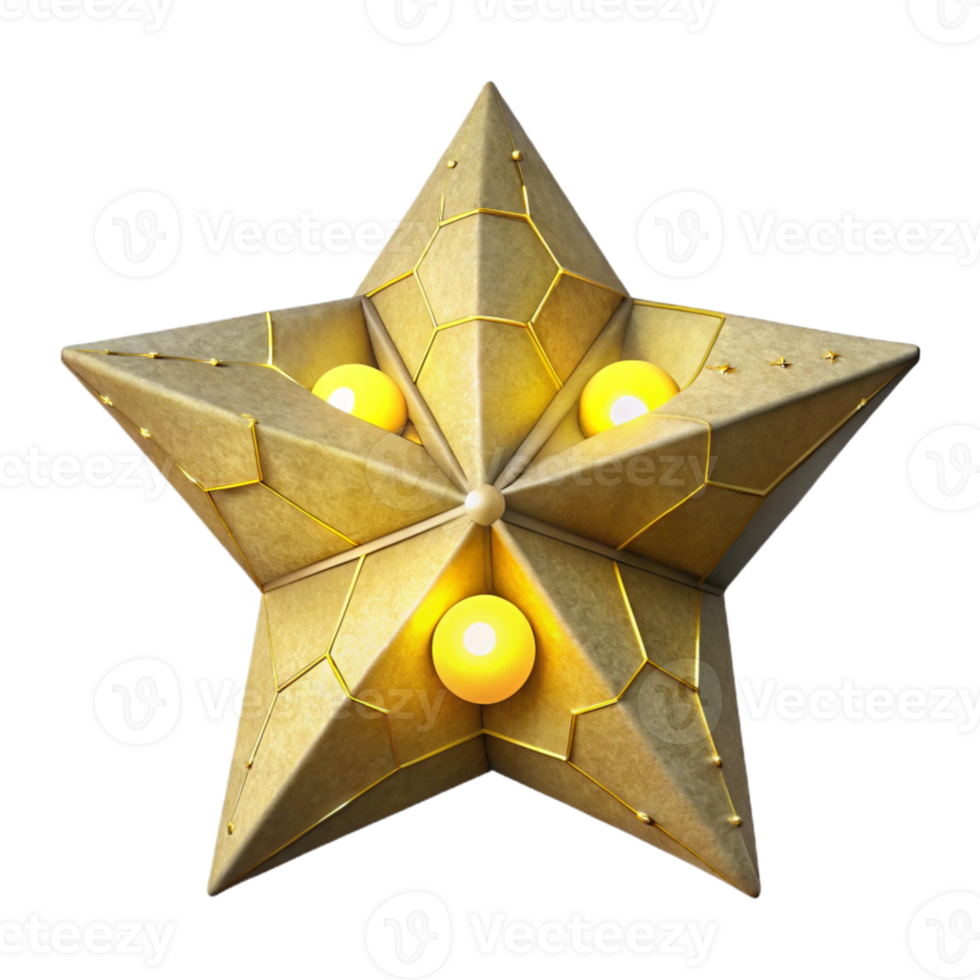 dramatic creative Whimsical Paper Star Cutout with Yellow Glow Isolated high resolution png