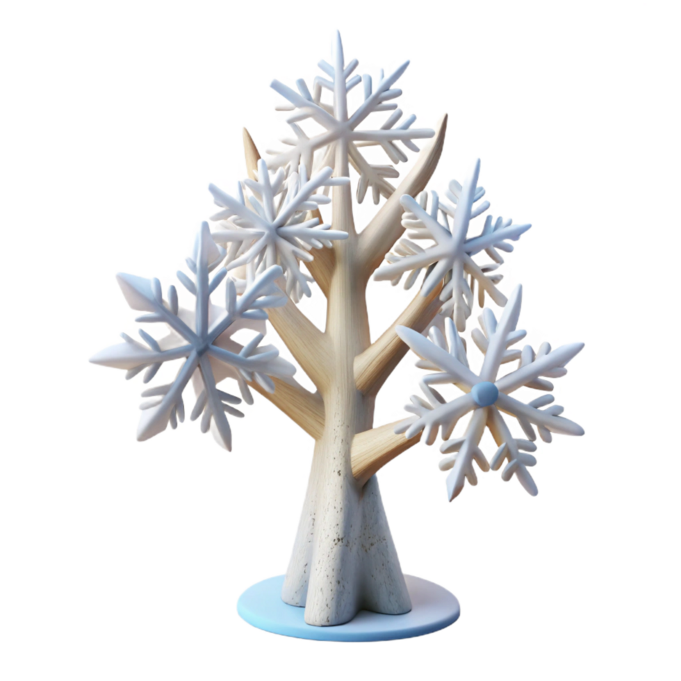 stunning creative Whimsical Paper Tree Cutout with Snowflakes Transparent Background exclusive png