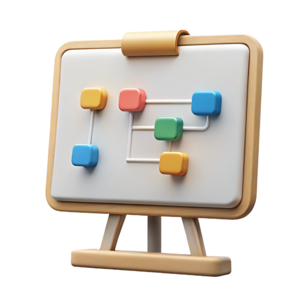 elegant creative Whiteboard with Mind Map Isolated authentic png