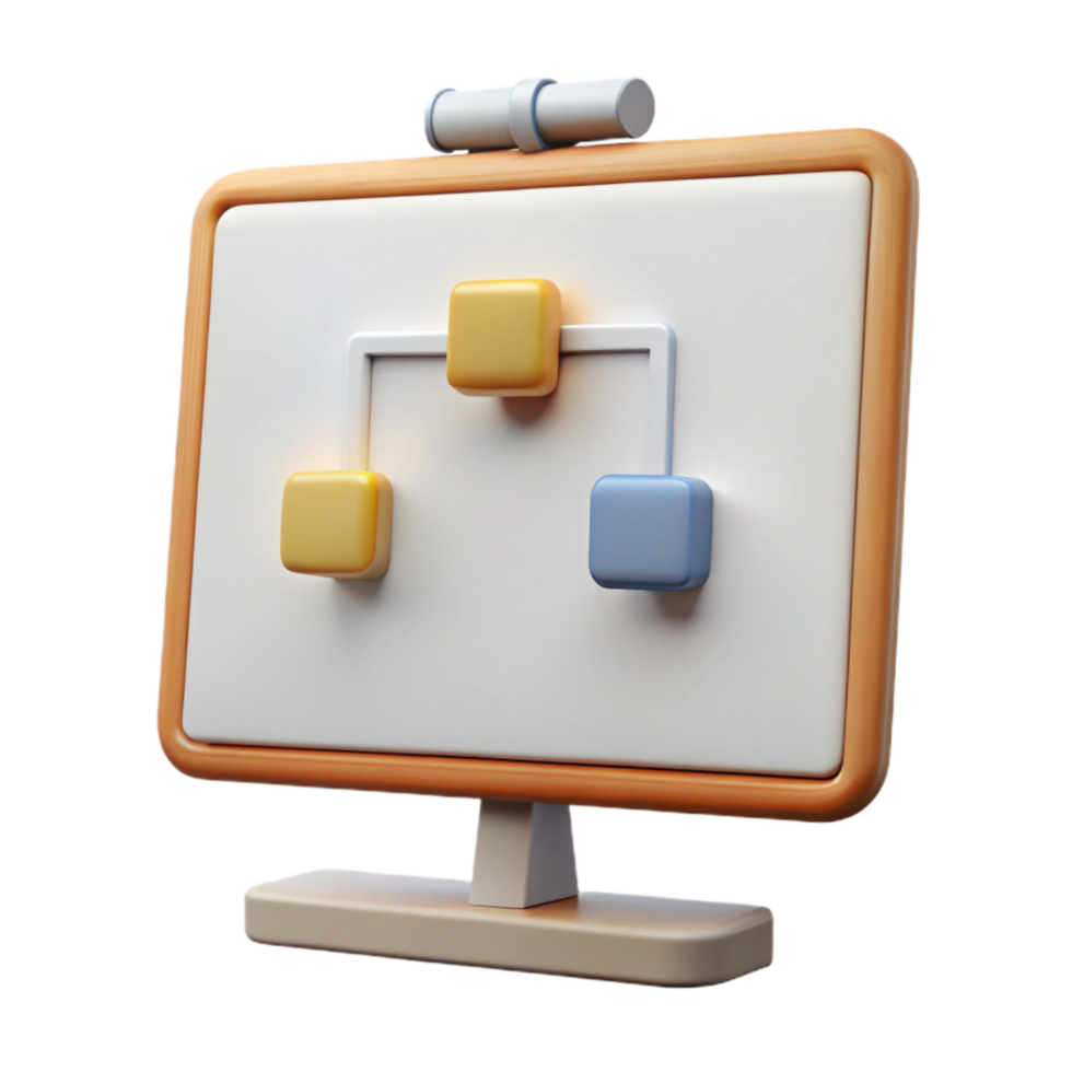 beautiful modern Whiteboard with Mind Map Isolated premium png