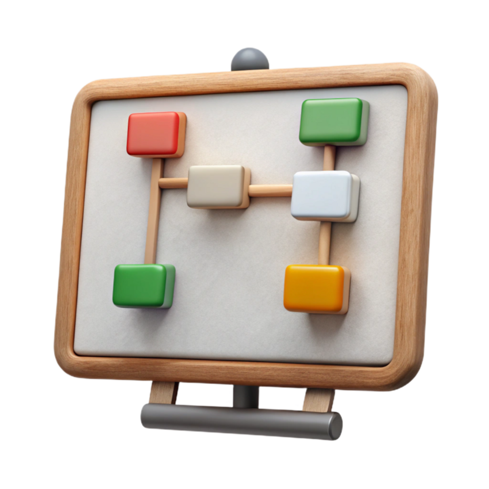 elegant classic Whiteboard with Mind Map Isolated authentic png